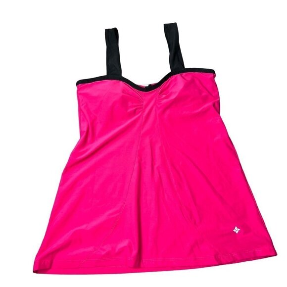NWOT Nux‎ Flowy Athletic Tank Shelf Bra Removable Cups Pink Black M - Picture 1 of 8